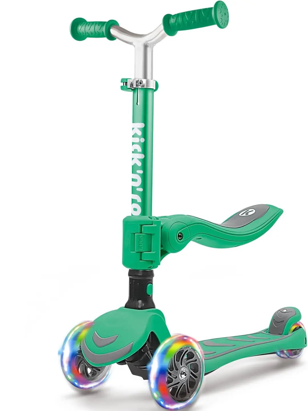 Scooter 2 en 1 con Asiento para Niños – Kicknroll con Ruedas LED