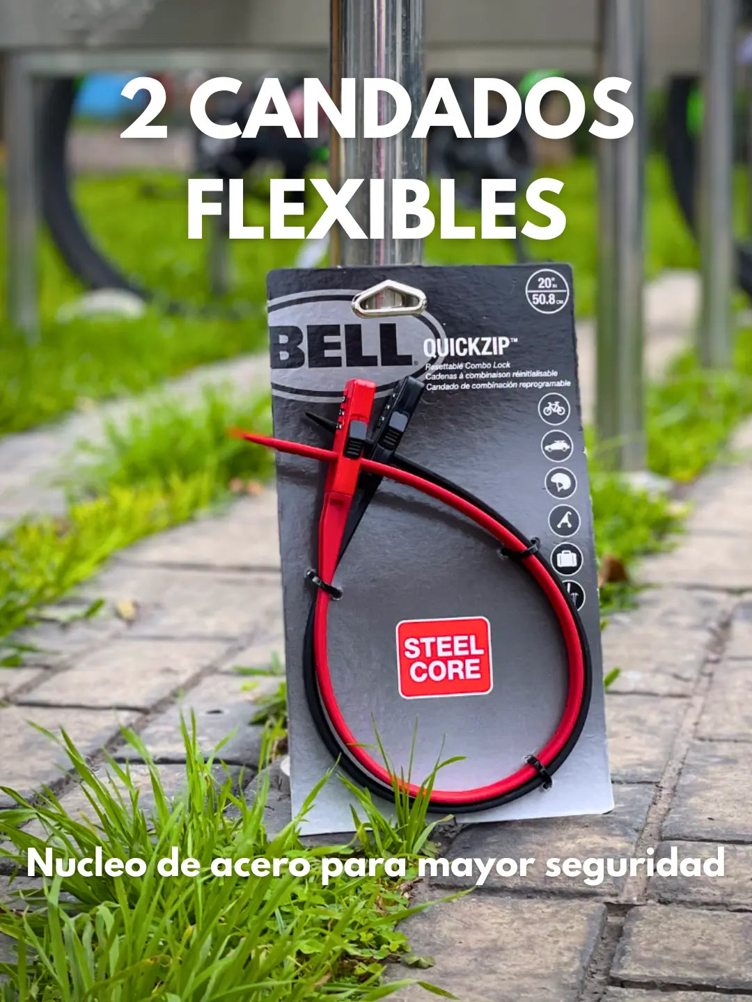 Candado Bell QuickZip: Seguro para Bicis, Scooters y Cascos