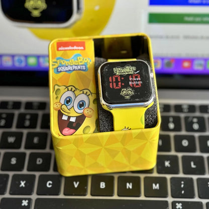 Reloj LED Bob Esponja - Correa Amarilla, Pantalla Digital