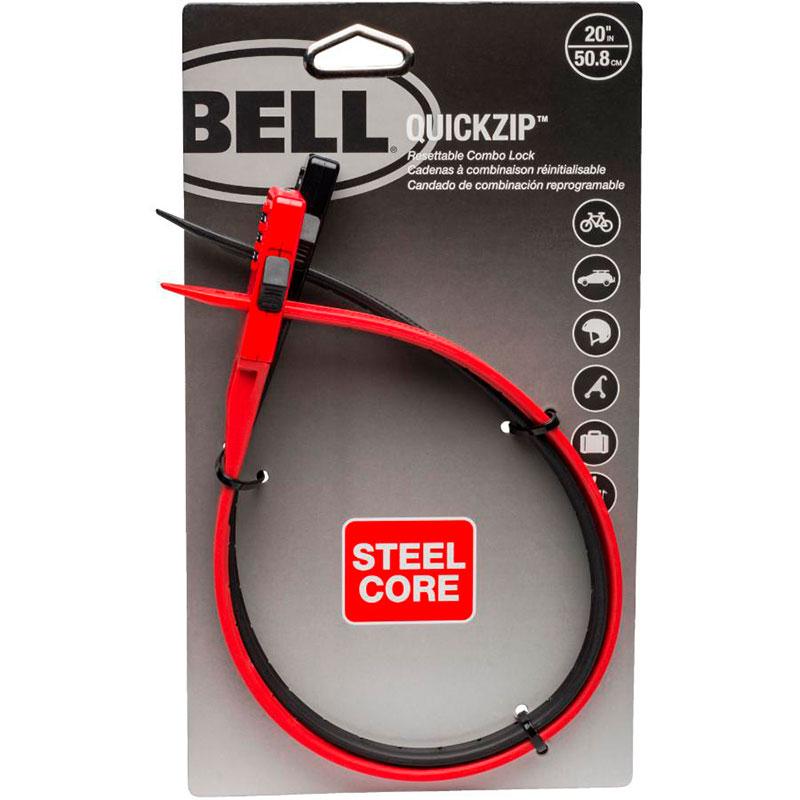 Empaque del Candado Bell QuickZip con núcleo de acero para bicicletas, scooters, cascos y más