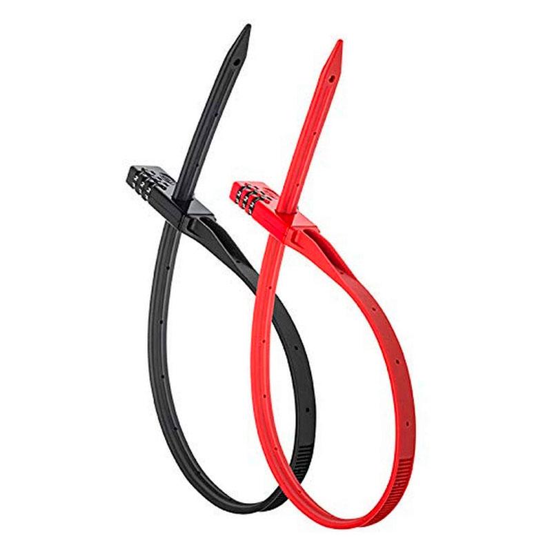 Candado Bell QuickZip en colores negro y rojo para asegurar bicicletas, scooters y cascos