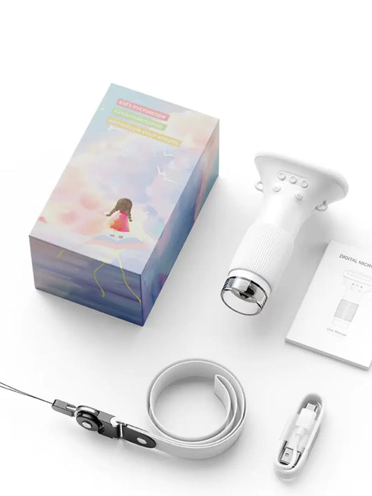 Microscopio de bolsillo con luz LED para niños – Aumento 60x a 120x