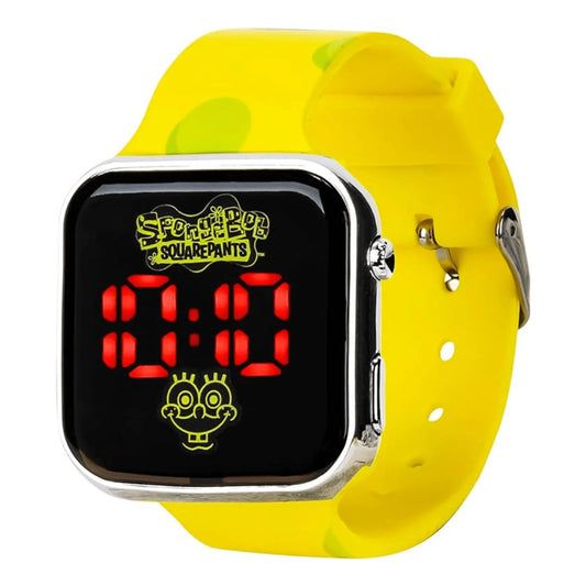 Reloj LED Bob Esponja - Correa Amarilla, Pantalla Digital