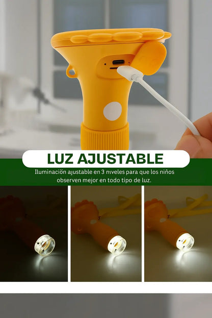Microscopio de bolsillo con luz LED para niños – Aumento 60x a 120x